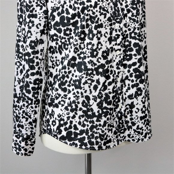 J. Crew Black White Snowcat Boy Shirt Button Up Long Sleeve Women’s Size 0 - Picture 9 of 16